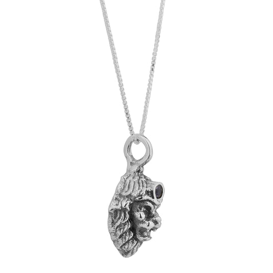 Silver Lord Narasimha Pendant with Blue Lolite