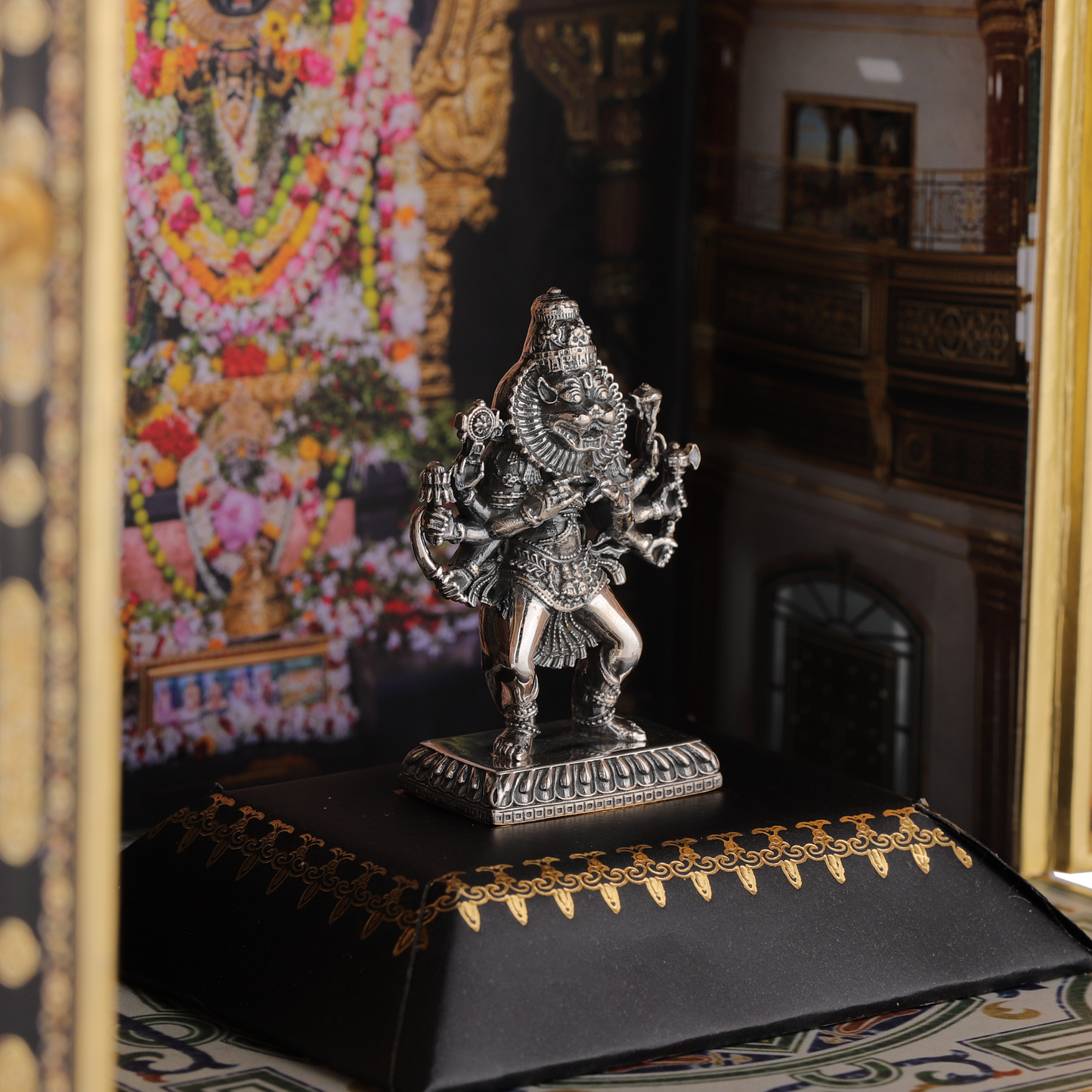 Silver Lord Narasimha Dev Statuette / Murti