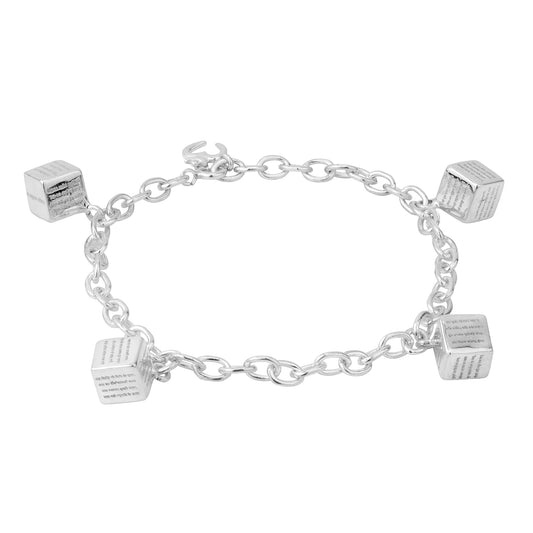 Silver HANUMAN CHALISA DICE CHARMS BRACELET in Sterling Silver