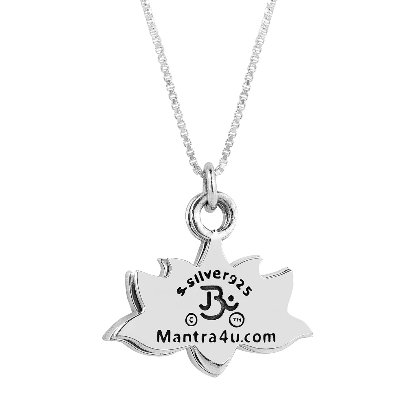 Silver Gayatri Mantra Engraved Lotus and Om pendant