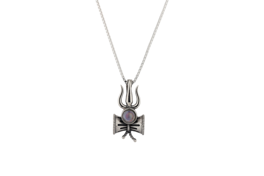 Silver LORD SHIVA LENS pendant with Mahamrityunjaya Mantra inside