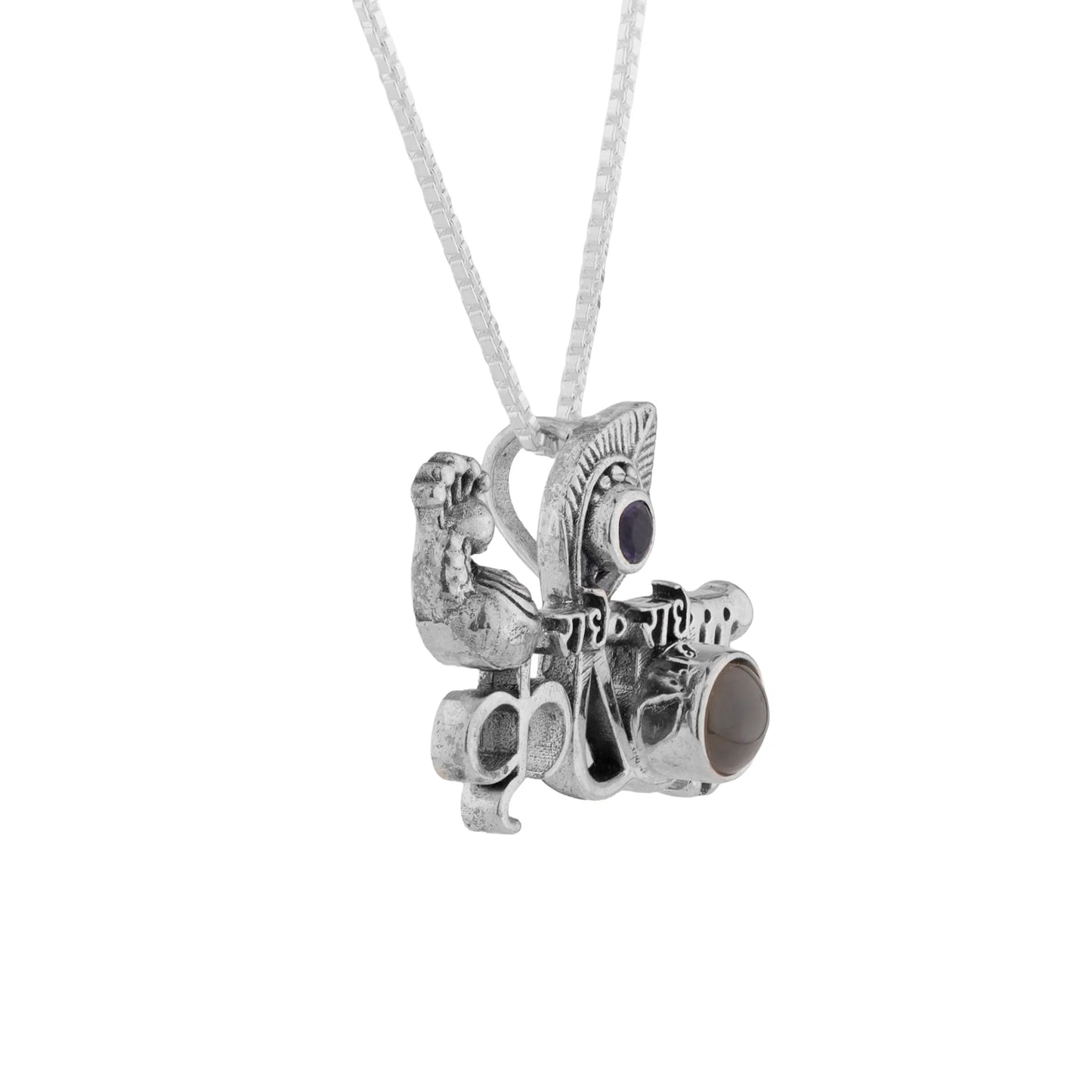 Silver KRISHNA LENS PENDANT with a Mantra inside