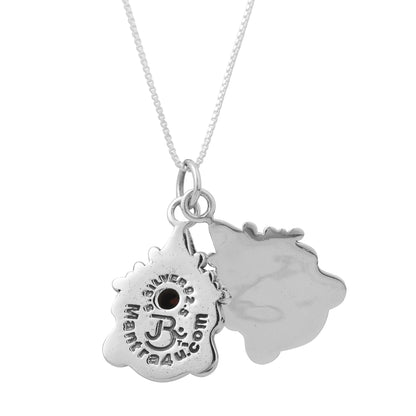 Silver Goddess Durga Engraved Mantra Pendant