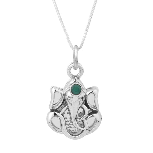 Silver Ganesh ji Engraved Mantra Pendant