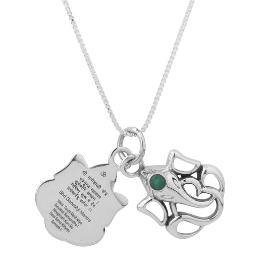 Silver Ganesh ji Engraved Mantra Pendant