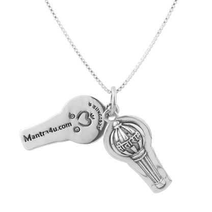 Silver Hanuman Mantra Engraved Gada Pendant