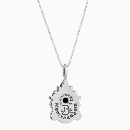 Silver Goddess Durga Pendant with Garnet