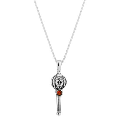 Silver Lord Hanuman Gada Pendant with Carnelian Stone