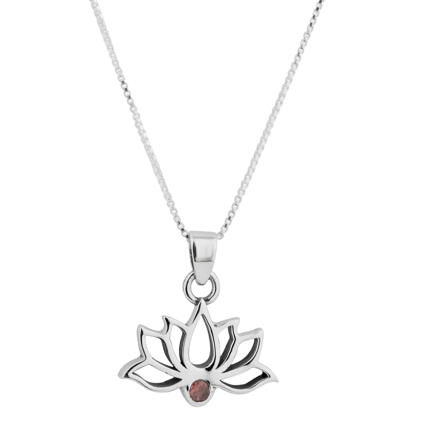 Silver Mahalaxmi Lotus Pendant with Pink Tourmaline stone