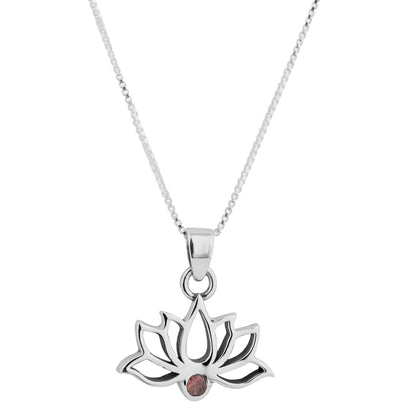 Silver Mahalaxmi Lotus Pendant with Pink Tourmaline stone