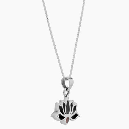 Silver Mahalaxmi Lotus Pendant with Pink Tourmaline stone