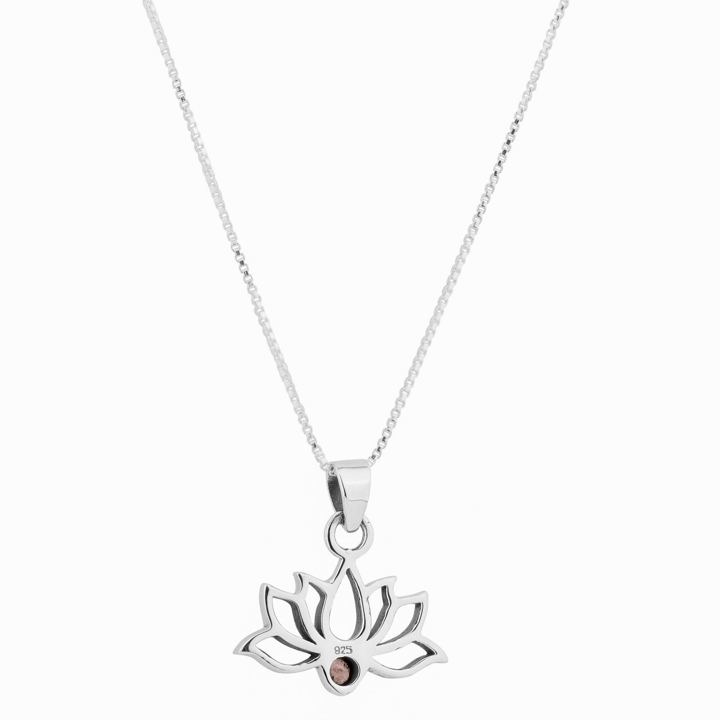 Silver Mahalaxmi Lotus Pendant with Pink Tourmaline stone