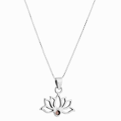 Silver Mahalaxmi Lotus Pendant with Pink Tourmaline stone