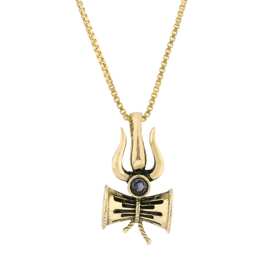 Brass Lord Shiva with Iolite