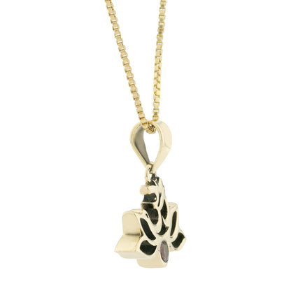 Brass GAYATRI MAA LOTUS with OM Pendant with Pink Tourmaline