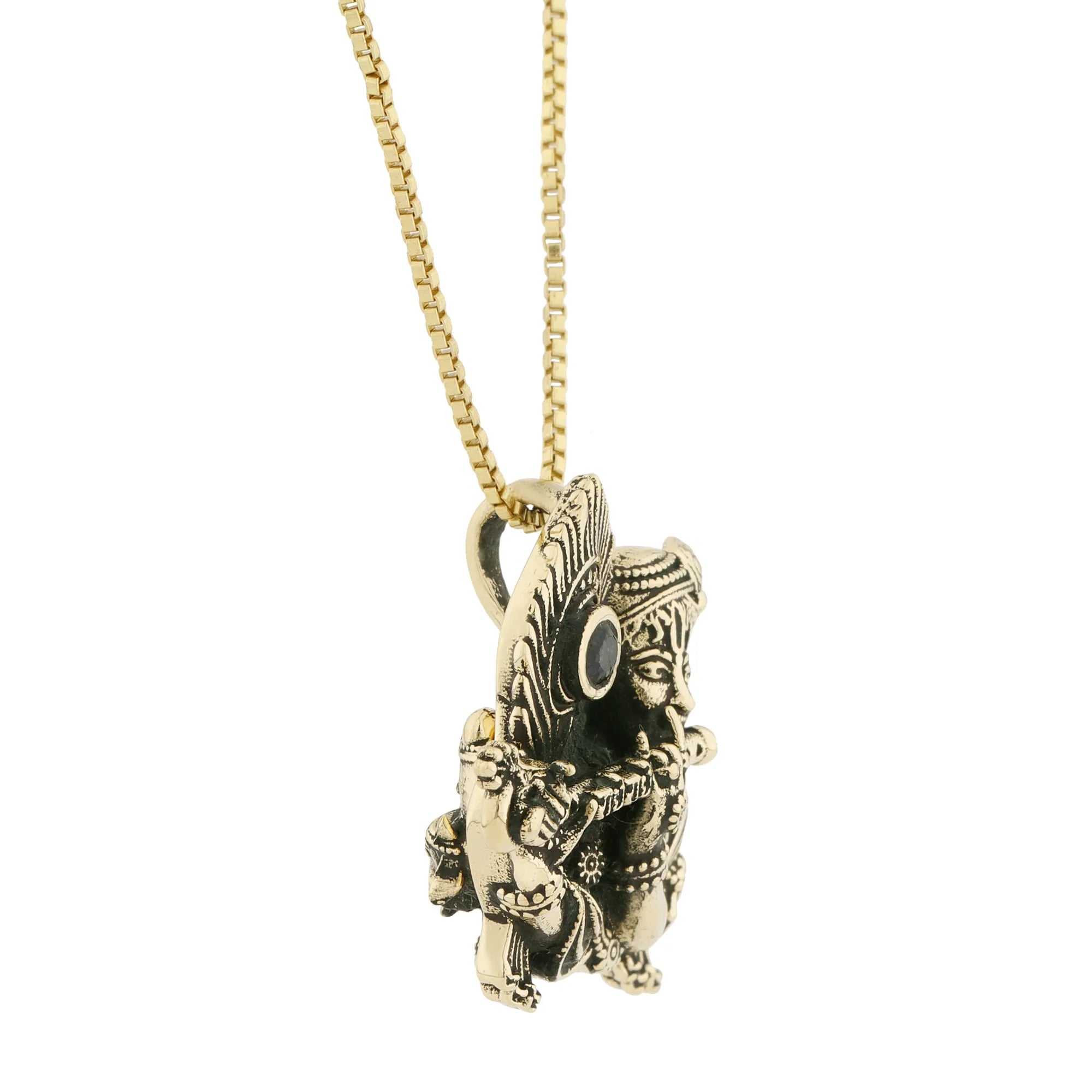 Brass KRISHNA pendant with Cows and Engraved Mantra