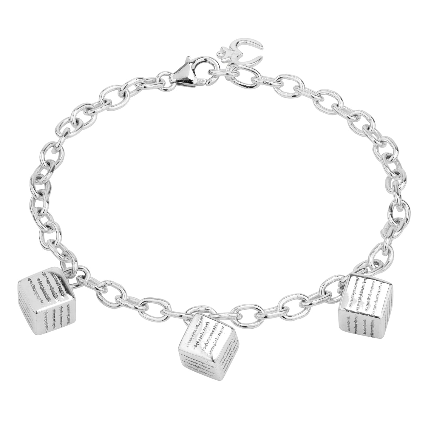 Silver NARASIMHA KAVACHA DICE CHARMS BRACELET