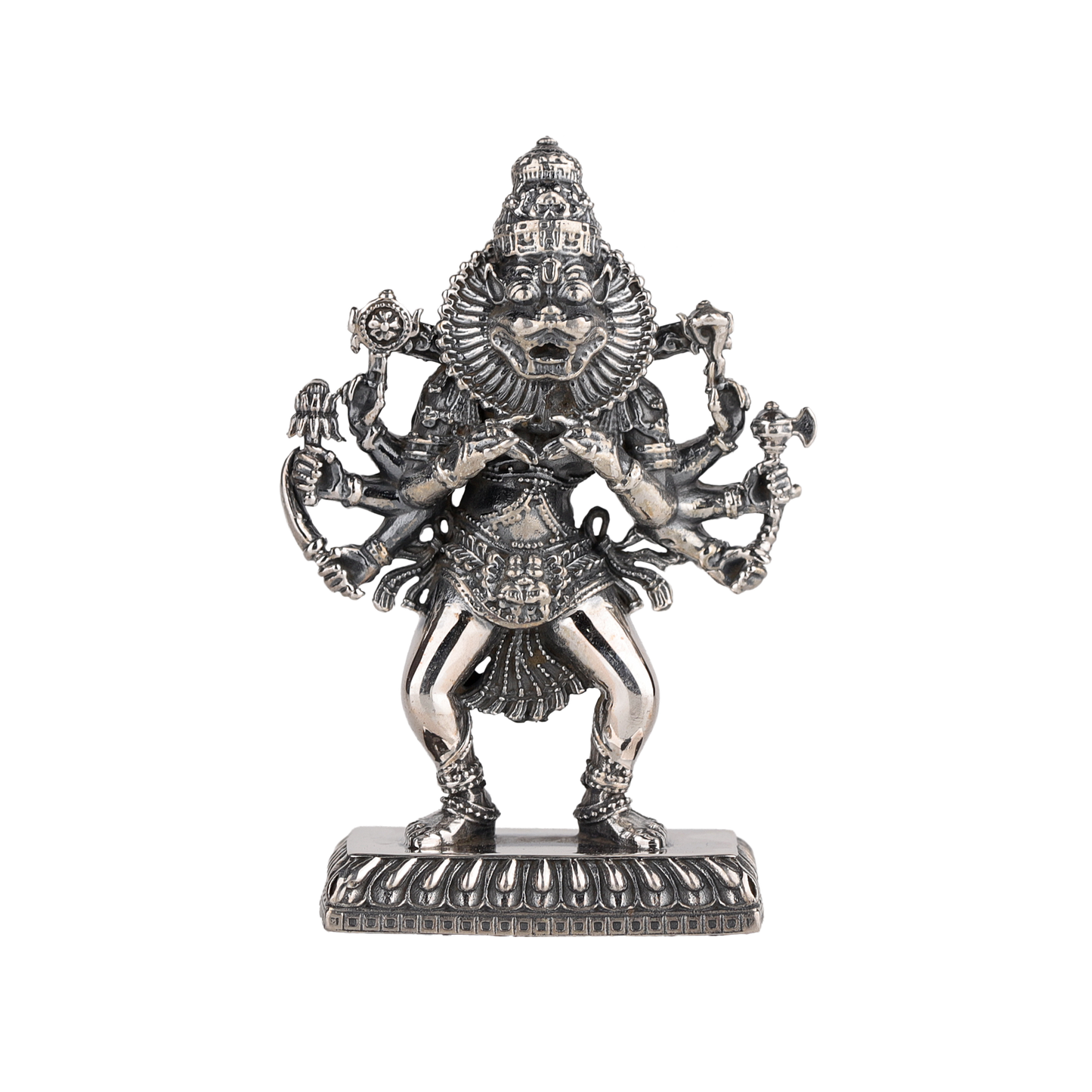 Silver Lord Narasimha Dev Statuette / Murti