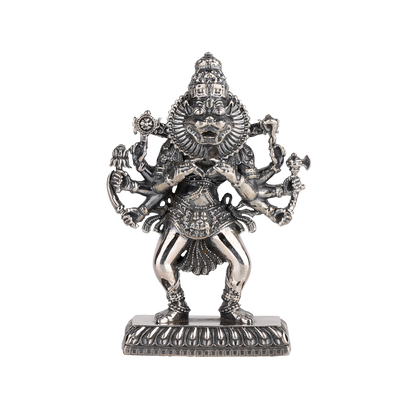 Silver Lord Narasimha Dev Statuette / Murti