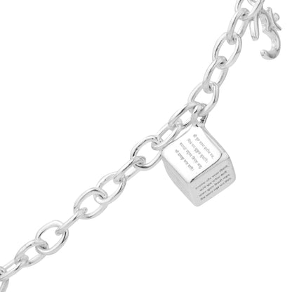Silver HANUMAN CHALISA DICE CHARMS BRACELET in Sterling Silver