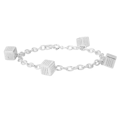 Silver HANUMAN CHALISA DICE CHARMS BRACELET in Sterling Silver
