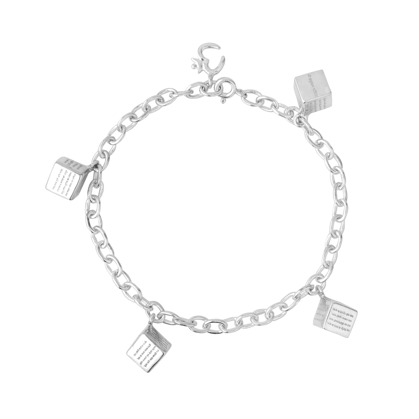 Silver HANUMAN CHALISA DICE CHARMS BRACELET in Sterling Silver