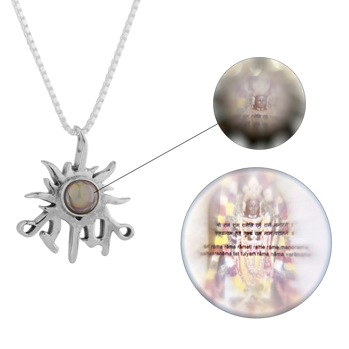 Silver Lord Ram LENS pendant with an image of Lord Ram inside!