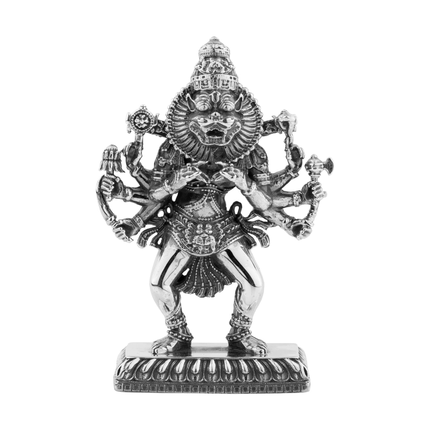 Silver Lord Narasimha Dev Statuette / Murti