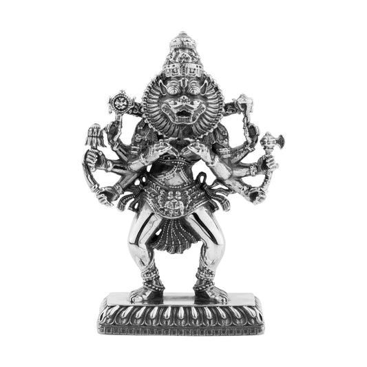 Silver Lord Narasimha Dev Statuette / Murti