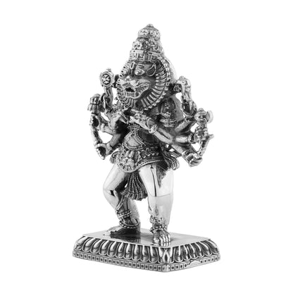 Silver Lord Narasimha Dev Statuette / Murti