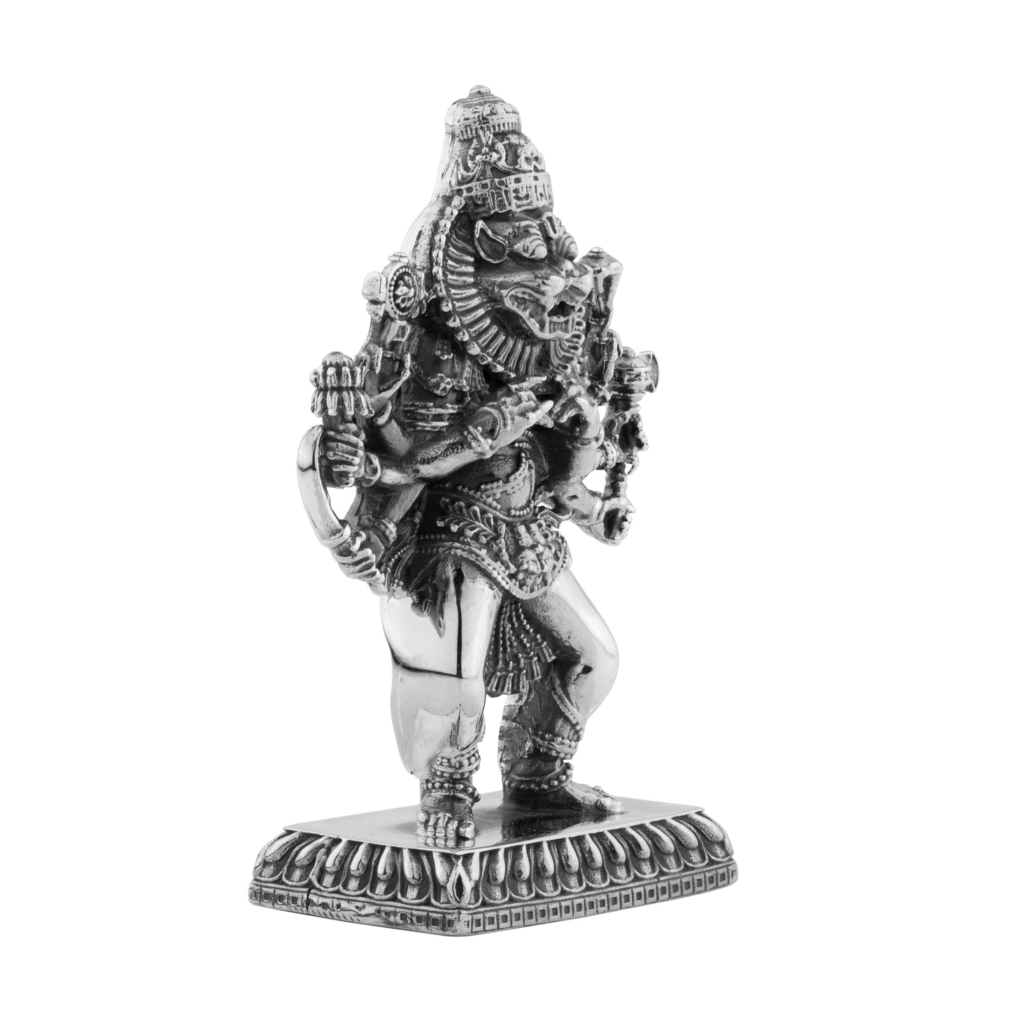 Silver Lord Narasimha Dev Statuette / Murti