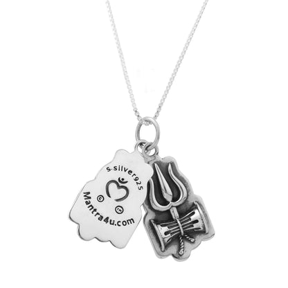 Silver Lord Shiva Mantra Engraved Pendant