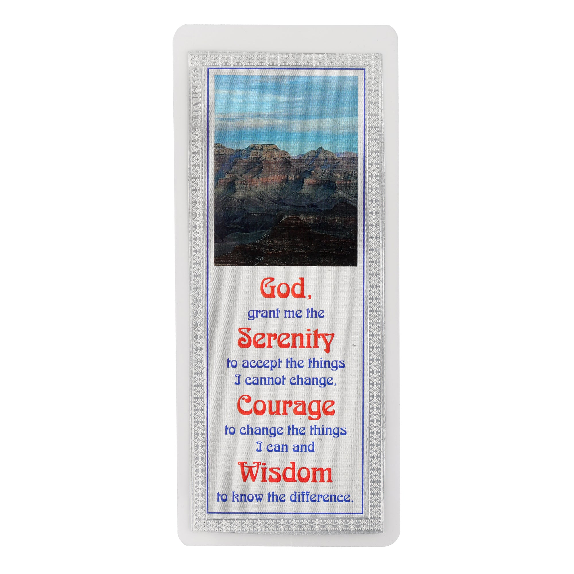 Serenity Prayer silver edges prayer card / bookmark