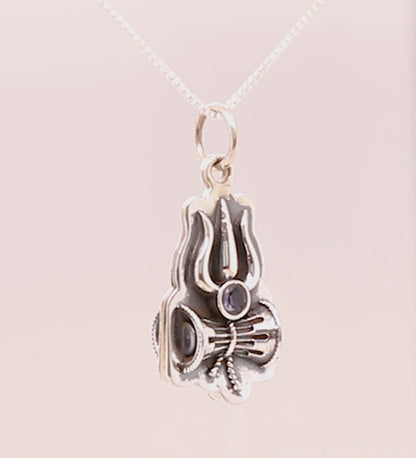 Silver Lord Shiva Mantra Engraved Pendant
