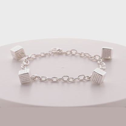 Silver HANUMAN CHALISA DICE CHARMS BRACELET in Sterling Silver