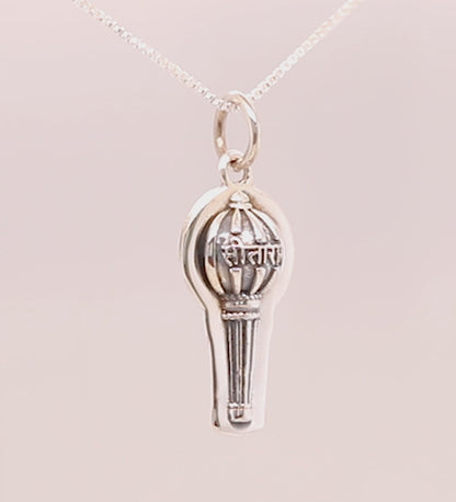 Silver Hanuman Mantra Engraved Gada Pendant