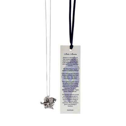 Silver Krishna Engraved Mantra Pendant with Cows