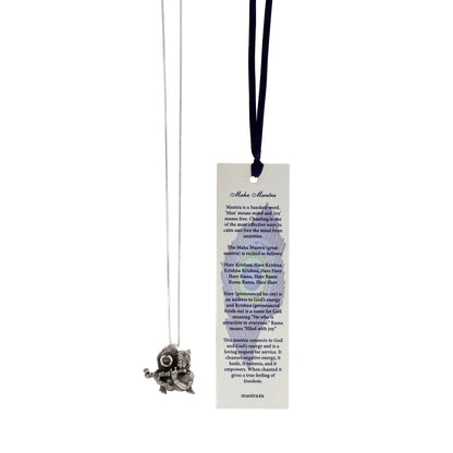 Silver Krishna Pendant with Blue Iolite semi-precious stone