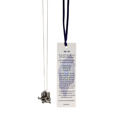 Silver Krishna Pendant with Blue Iolite semi-precious stone