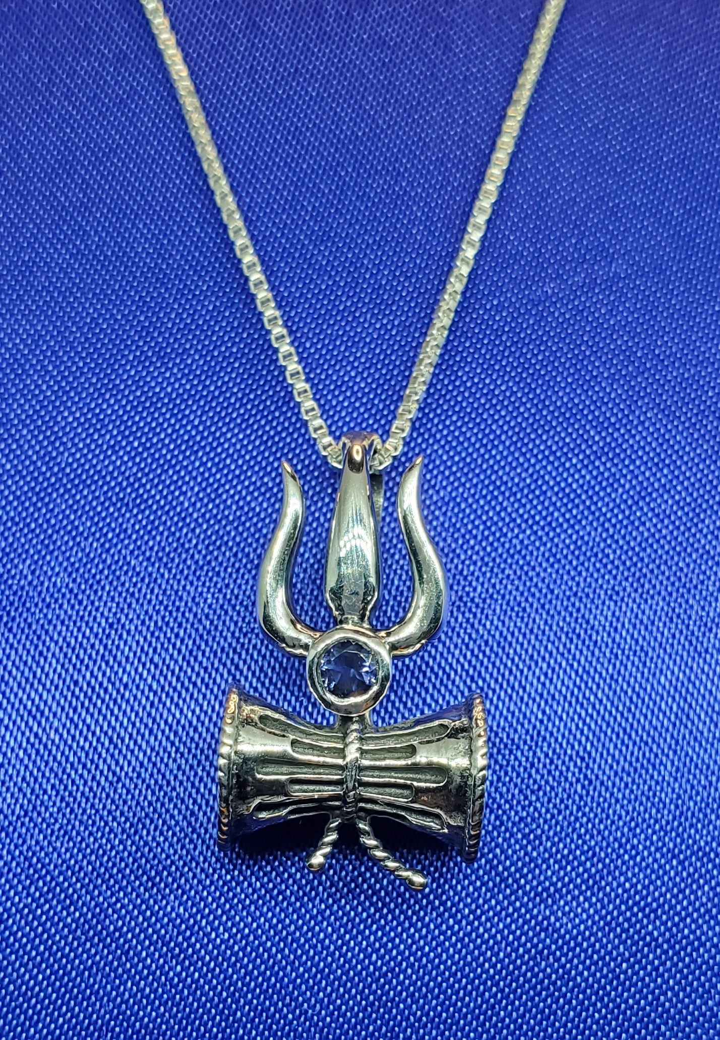 Lord Shiva Pendant in Sterling Silver with Iolite semi-precious stone