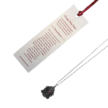 Silver Goddess Durga Pendant with Garnet