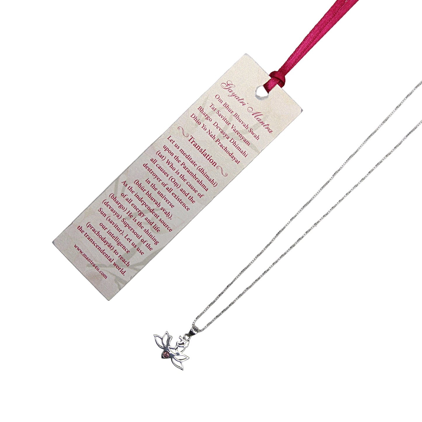 Silver Gayatri Maa Lotus with Pink Tourmaline stone