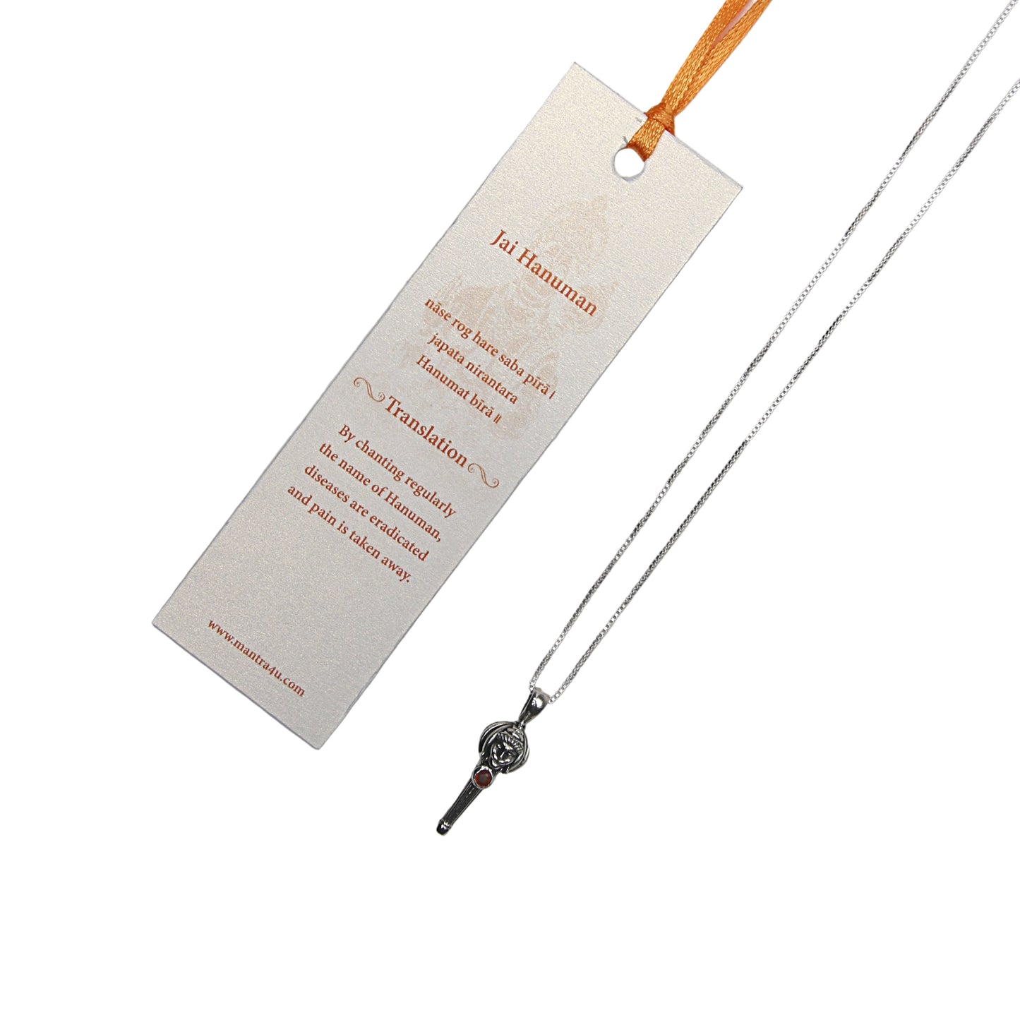 Silver Lord Hanuman Gada Pendant with Carnelian Stone