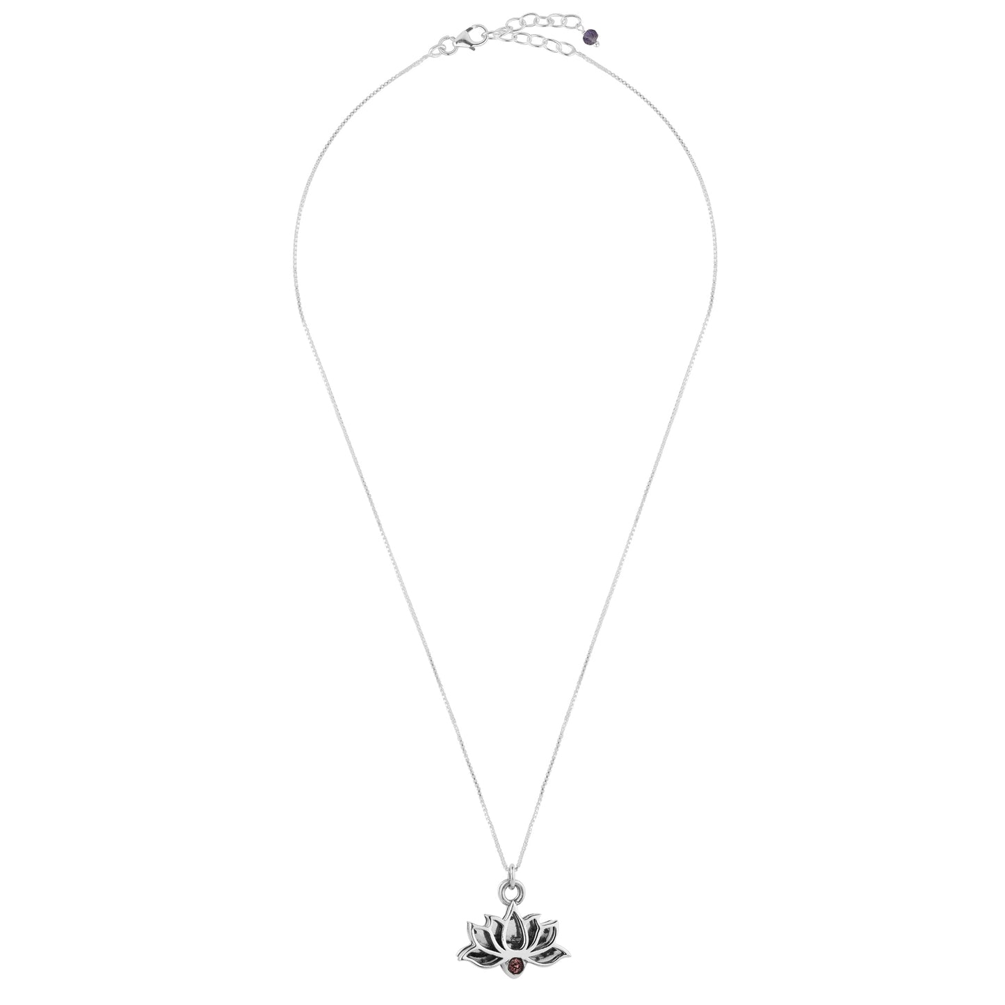 Silver Mahalaxmi Mantra Engraved Lotus pendant