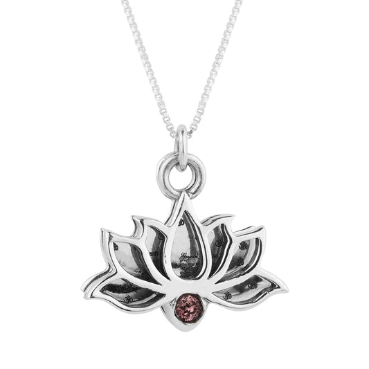 Silver Gayatri Mantra Engraved Lotus and Om pendant
