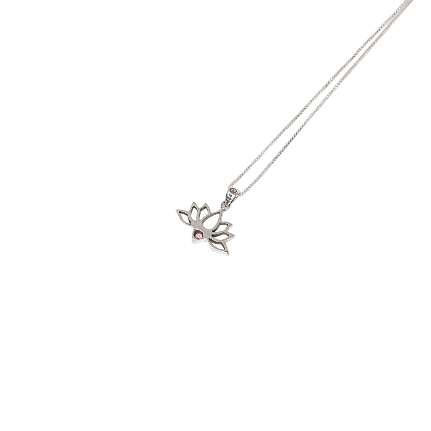Silver Mahalaxmi Lotus Pendant with Pink Tourmaline stone