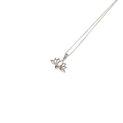 Silver Mahalaxmi Lotus Pendant with Pink Tourmaline stone