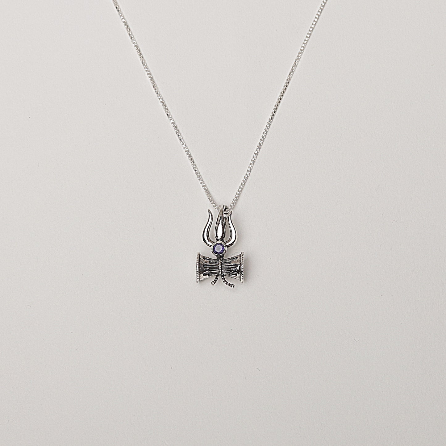 Lord Shiva Pendant in Sterling Silver with Iolite semi-precious stone