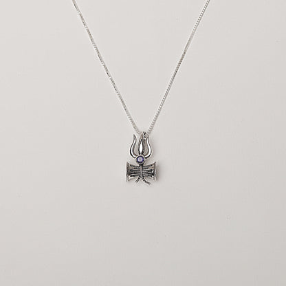 Lord Shiva Pendant in Sterling Silver with Iolite semi-precious stone
