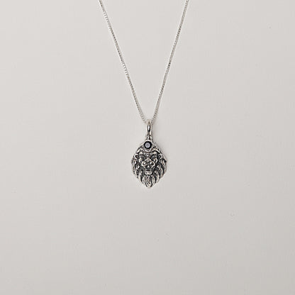 Silver Lord Narasimha Pendant with Blue Lolite